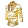 Men Retro Glossy Shirt Lapel Button-up Shirt with Sequins Vintage Formal Shirt for Disco Bars Nightclubs Parties