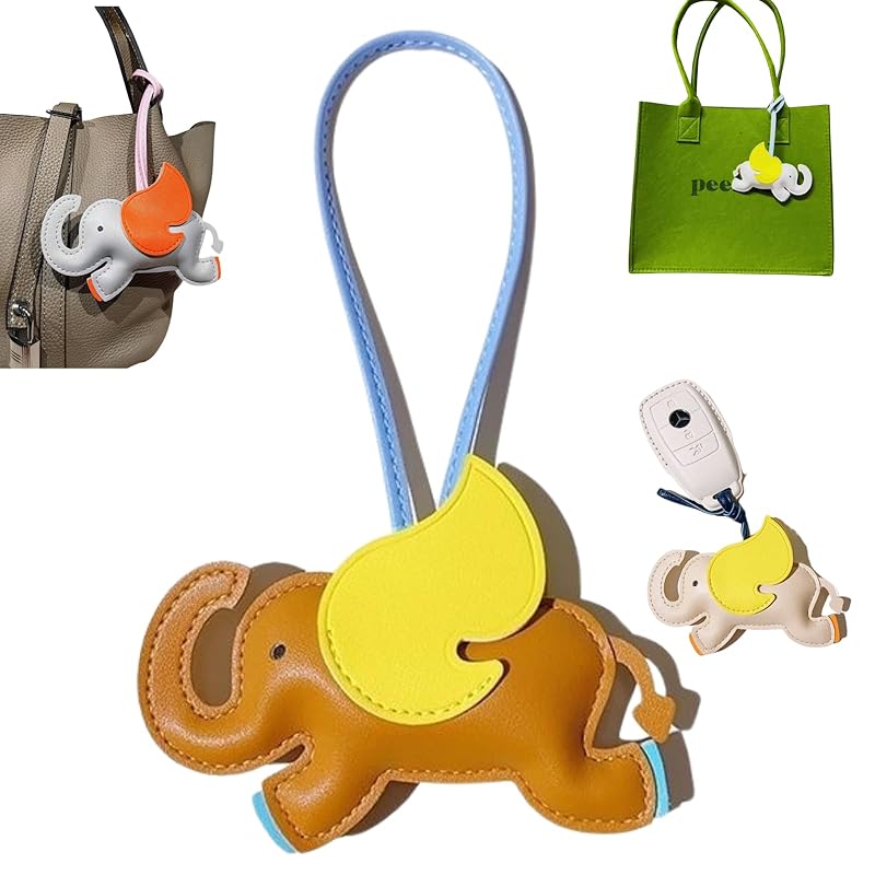 

[profit.relaxed] bag charm ladies elephant motif key ring trip (brown & yellow)