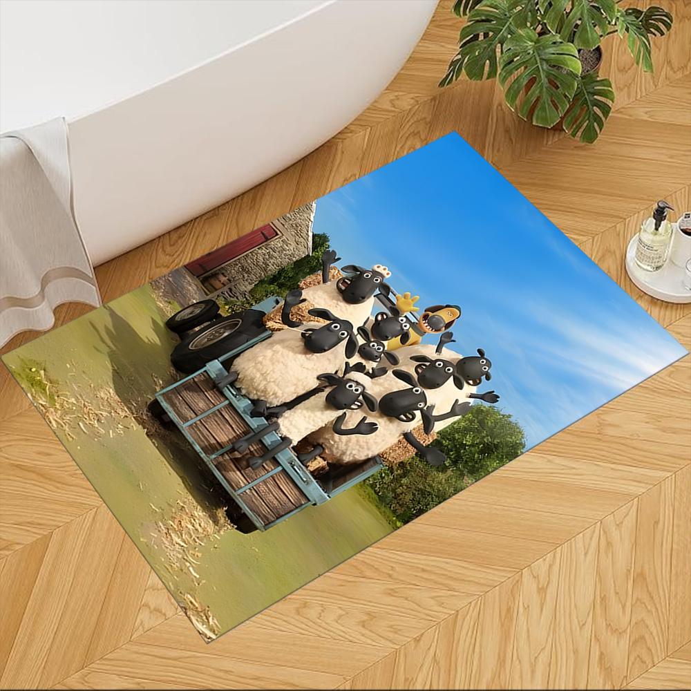 Shaun Sheep Washable Door Mat Durable Anti-slip Backing Non-slip Bottom Pet-friendly Living Room Elegant Luxury Rug Holiday Home Gift