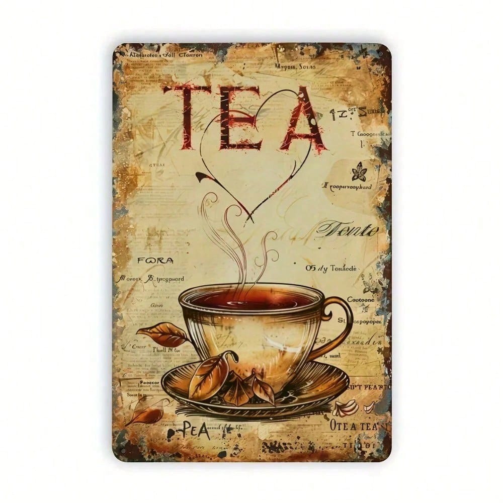 

Retro Metal Wall Art Teacup Coffee Cup for Kitchen Living Room Bedroom