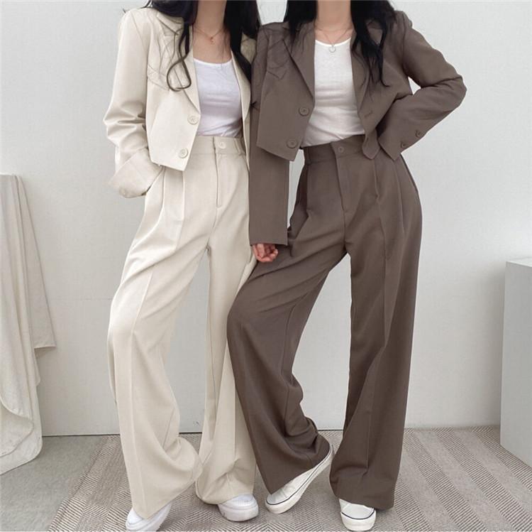 Set Blazer da Lavoro da Donna, Maniche Lunghe, Blazer Corti, Pantaloni a Sigaretta, Completo, Signora d'Ufficio, Set Due Pezzi, Tute da Ginnastica, Outfit Casual