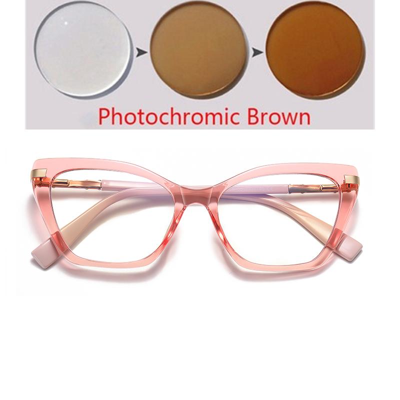Blue Light Blocking Cat Eye Nearsighted Glasses For Women Spring Hinge TR90 Prescription Spectacles Diopter 0 -0.5 -0.75 To -6.0