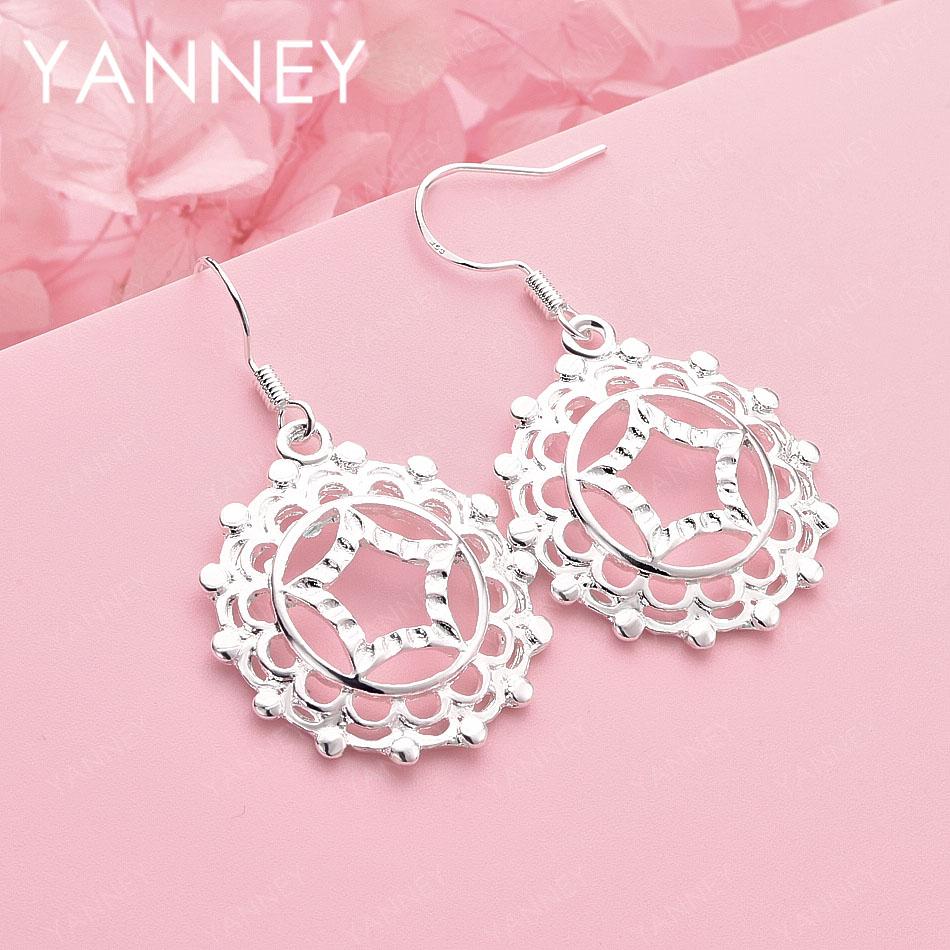 

925 Sterling Silver Luxury Round Pattern Earrings for Women, Fashionable Gift, Charming Jewelry, Wedding Accessories