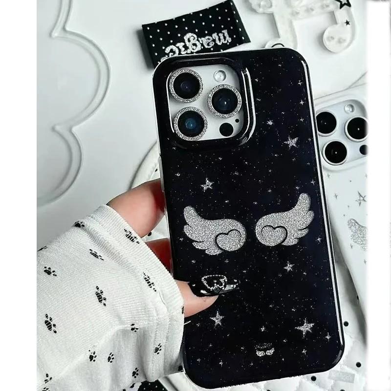 Korean Ins Star Wings Phone Case for Samsung Galaxy S26 S25 S24 S23 S22 S21 FE Ultra Plus 4G 5G Feather Texture Back Cover