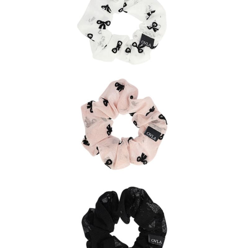 OVLA sheer ribbon dots scrunchie_3color HS019