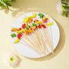 100 Pcs Fruit Toothpicks Cocktail Fork Dessert Salad Stick Picnic Wedding Disposable Bamboo Pick Wooden Picnic Party Supplies