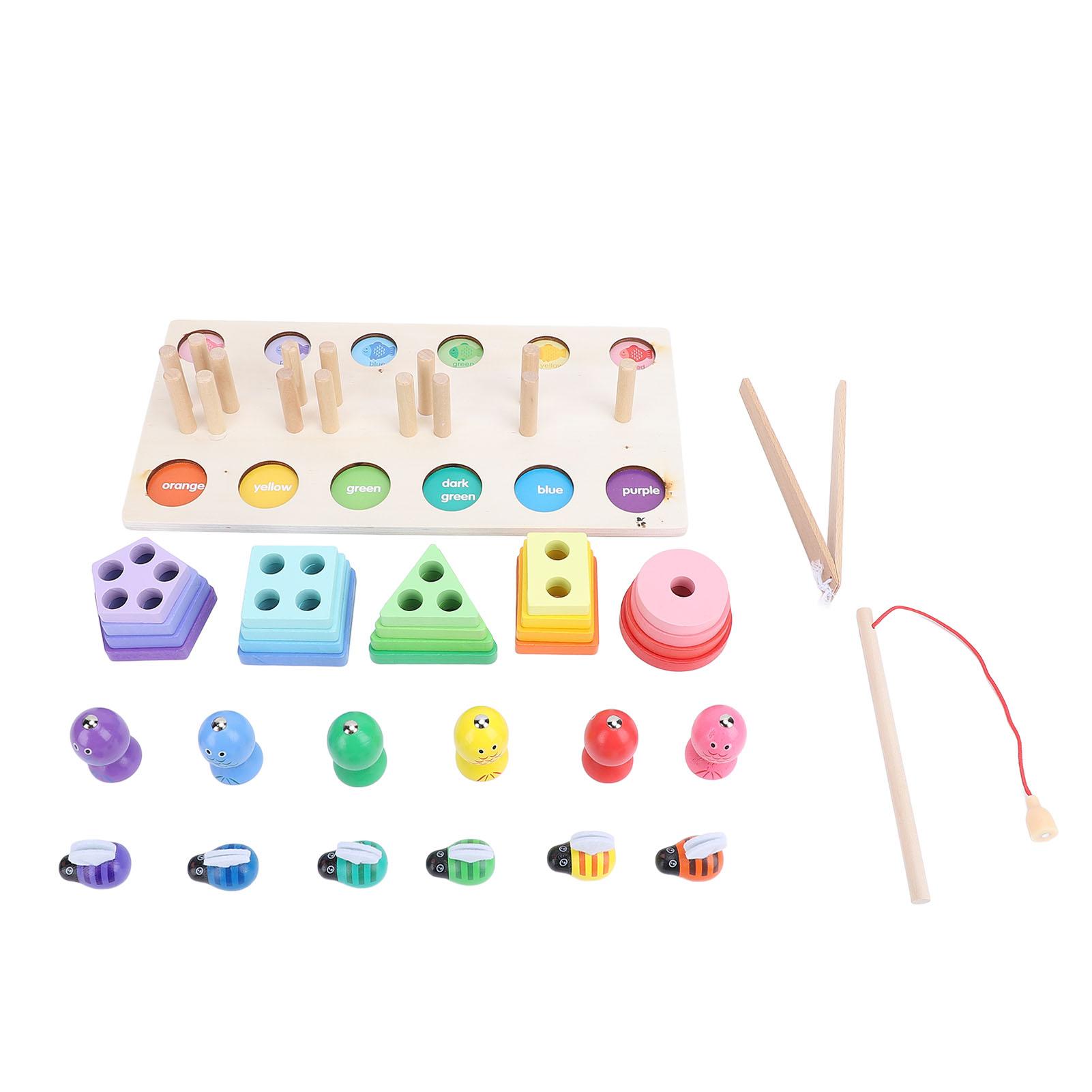 

Wooden Sorting Stacking Toy Toddlers Color Recognition Kids 3 in 1 Educational Learning Birthday