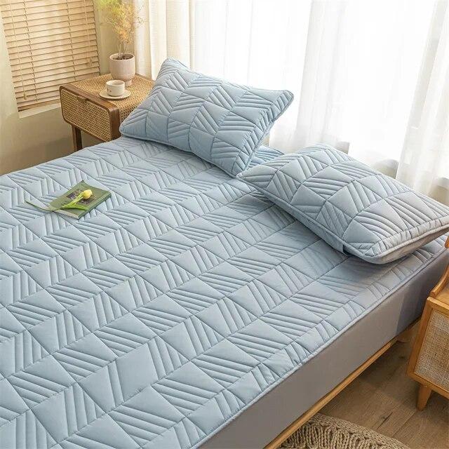 Soy Cotton Bedding Thick Quilted Mattress Cover Elastic Fitted Mattress Protector Bed Linens Soft Pad for Bed Without Pillowcase