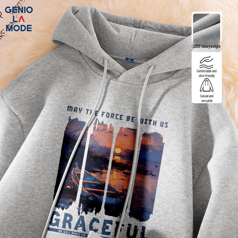 GENIOLAMODE Men's Letter Graphic Hooded Sweatshirt
