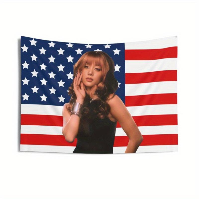 Printing Katseye Megan Visuals American Flag Tapestry Katseye Concert Flag Tapestry Katseye Banner Gnarly Katseye Gnarly 74x94cm(29x37in)