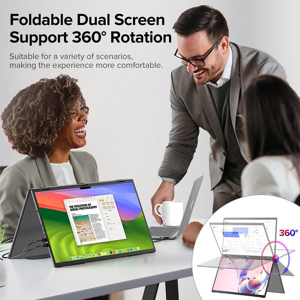 UPERFECT Delta Max 18.5-inch Dual Screen Portable Monitor, 1920*1080 IPS Screen, 100Hz Refresh Rate, 100% sRGB, Built-in Speaker, Driver Free