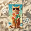 1pc Cool Cat Fashion Glasses Microfiber Beach Towel, Quick-Dry High Absorbency, Ideal for Beach Pool Travel Camping Outdoor Bath