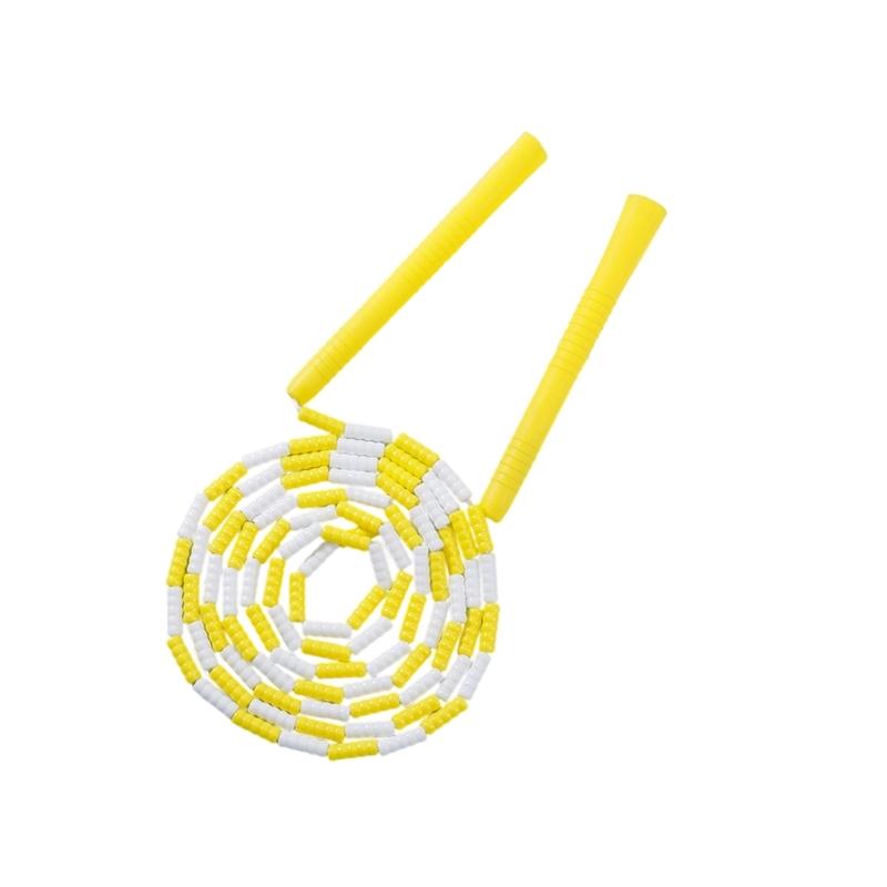 Regulable Length Colorful Beads Jump Rope with Nonslip Handle Durability Plastic Jump Rope for Sports Training