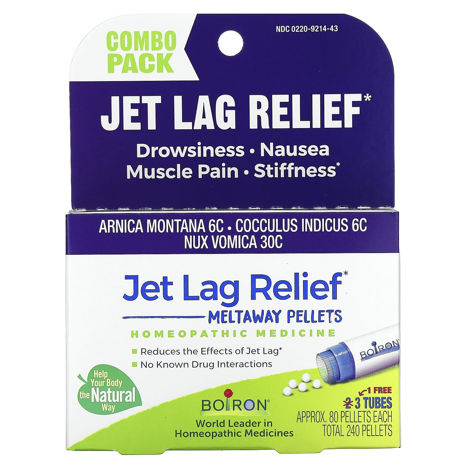 

Jet Lag Relief, Pellets Dissolving, Combo Pack, 3 Tubes, 80 Pellets Each