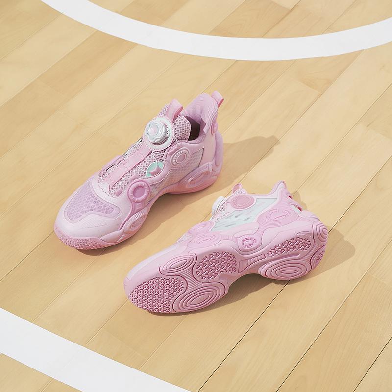 Anta Irregular 2 Sports Fashion Comfortable Non-Slip Wear-Resistant Mid-Top Kids Basketball Shoes Kids Basketball Shoes Pink Blue 322321102H-8