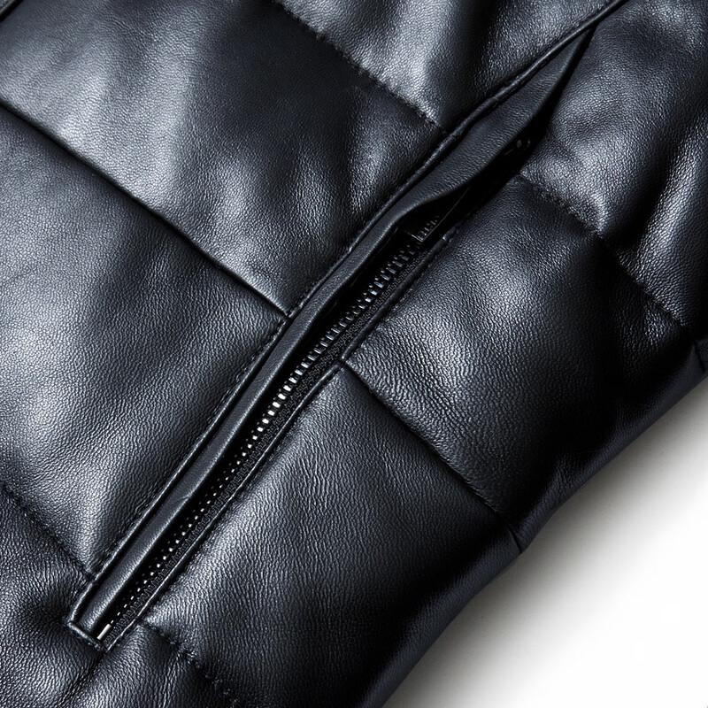 Men's Premium Shearling Collar Sheepskin Leather Down Jacket
