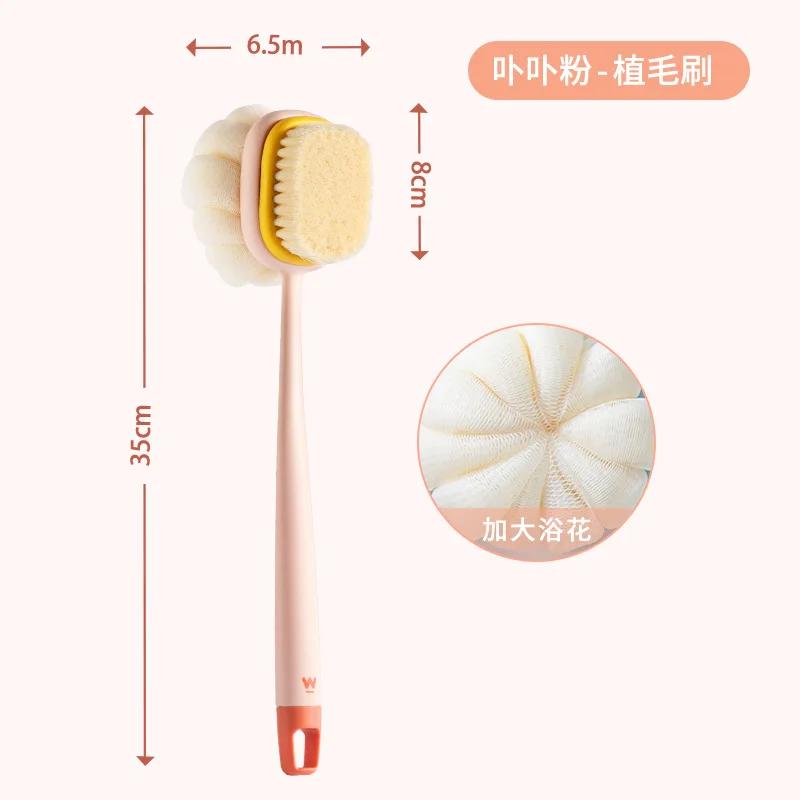 Double-sided Sponge Bath Brush Long Handle Soft Hair Back Body Shower Brushes Exfoliator Skin Massager Cleaning Brush