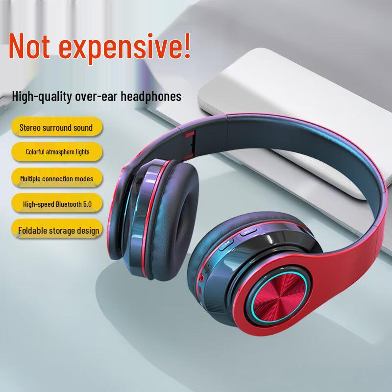 B39 Gaming Wireless Headset: Luminous 7-Color LED, Heavy Bass, High Sound Quality, Long Battery Life