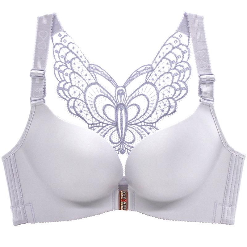 Front Buckle Plus Size Bra Fat MM Large Cup Seamless Gathered Adjustable Butterfly Beauty Backlit Sexy Underwear