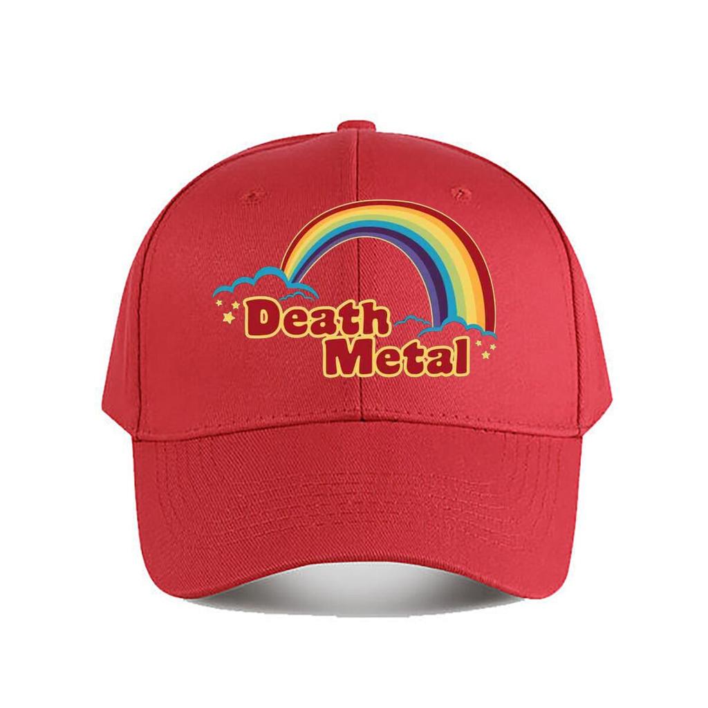 Rainbow  Death Metal Contrast Kitsch Emblem Design Baseball Cap Fashion Outdoor Sports Sunhat Unisex Snapback Cap WoUnisexs