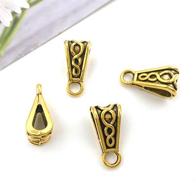 Antique Gold Alloy Metal Charm Pendant CharmClip Clasp Bail Beads Hanging Connectors for DIY Bracelet Necklace Jewelry Making