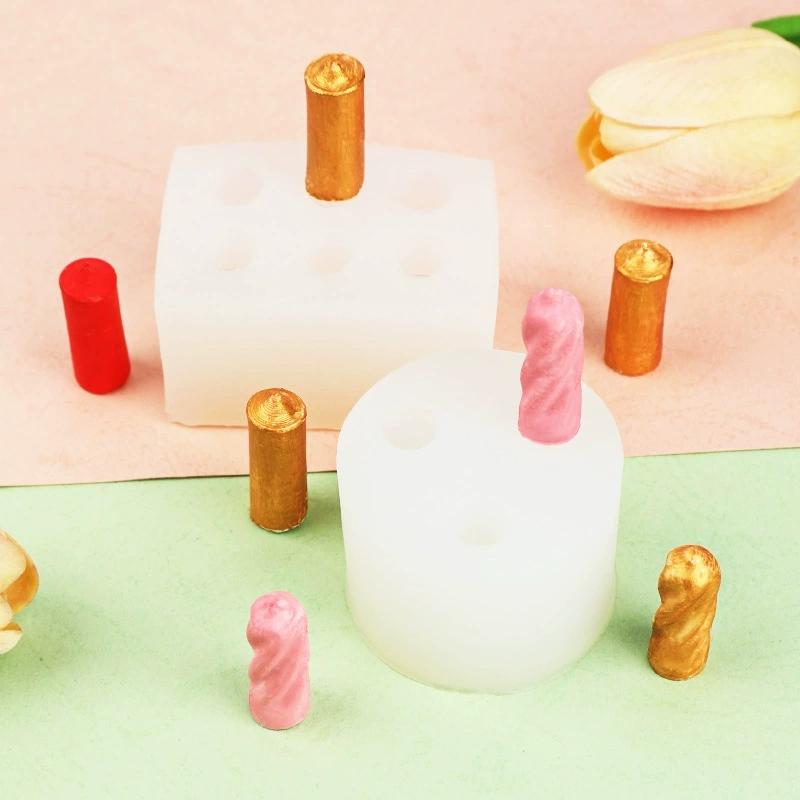 1pc Cylindrical Pillar Candle Silicone Mold DIY Handmade Craft Making Church Pointed Long Rod Ploe Candle Mold Home Decoration