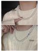 Natural Mother-of-Pearl Necklace with 925 Silver Sapphire Clasp, High Luster Shell Pearls, and Australian White Pearls.