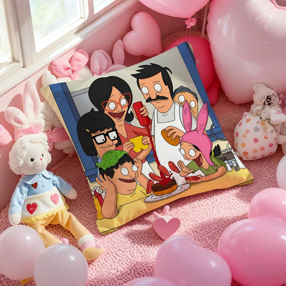 Bobs Burgers Anime Cushion Cover Pattern Printed Pillowcase For Living Room Sofa Cushion Cover & Bedroom Decor