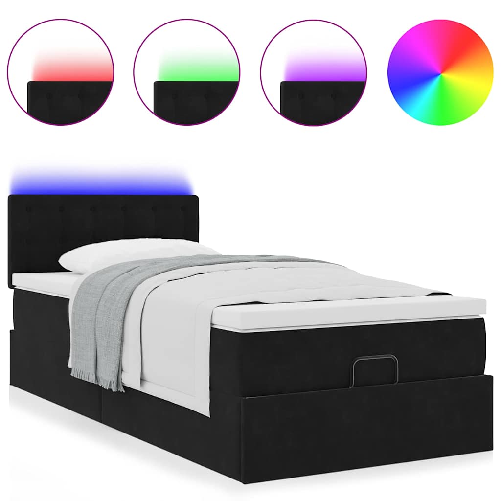 Vidaxl Struttura Letto Ottoman con Materasso, Nera, 80X200 Cm, Velluto