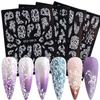 Decor Lace French Winter Sliders Wedding Design Nail Stickers White 5D Acrylic