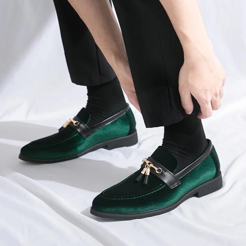 Men's Blue Tassel Loafers Suede Flat Soled Shoes Slip-on Light Comfortable Driving Flats Casual Shoes Lazy Loafers Mo-358