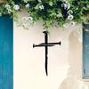 Croce Nera in Metallo Artefatto Religioso Rustico Vintage per Chiesa Casa Ufficio Regalo Battesimo