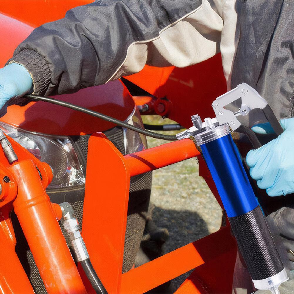 400CC Air Operated Grease Gun Flexible Hose Heavy Duty Air Compressor Grease Gun 2 Coupler Portable Grease Gun 1 Bent Metal Pipe
