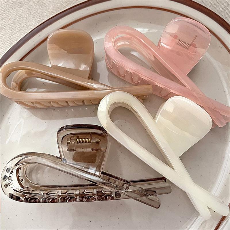 Simple Large Crab Hair Claw Clips Women Girls Solid Color Acrylic Ponytail Hair Clamps Barrettes Hairpins Hair Accessories