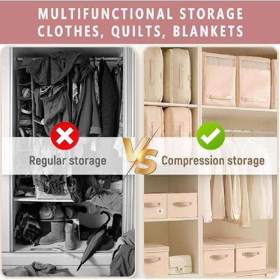 Ultra Space Saving Self Compression Organizer, Compression Bags for Storage, Space Saving Compression Moving Organizer Bags with Zipper, Compression