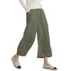 2026 New Women's Linen Cotton Wide Leg Pants, Elastic Waist Cropped Culottes for Spring Summer Casual Wear