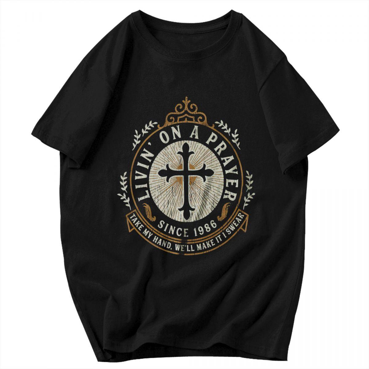 Livin On A Prayer Since 1986 Christian Cross T-shirt XXL