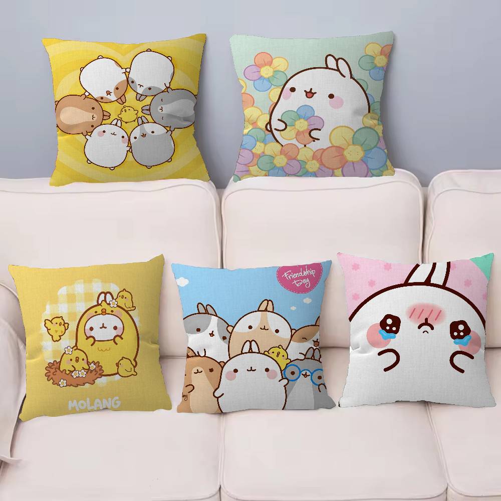 Anime Cute M-Molang Maple Design Cushion Cover Happy Autumn Harvest decor Holiday Decorati Pillow Cover