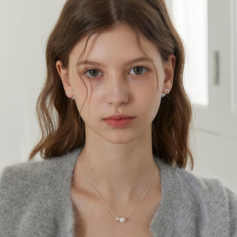 Murmur [925silver]Double Pearl Ball Necklace