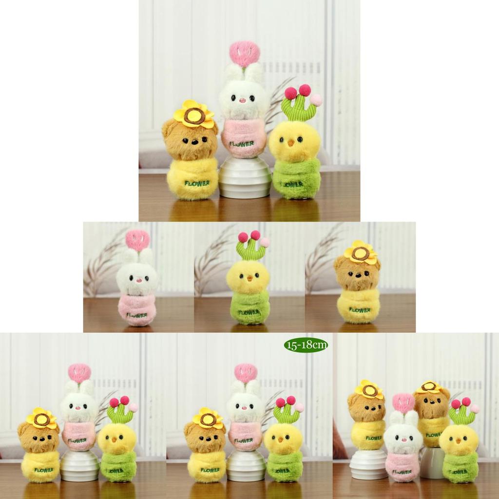 Playful Plush Animal Keychain Bunny And Bear Cute Hanging Charm For Flower Pots