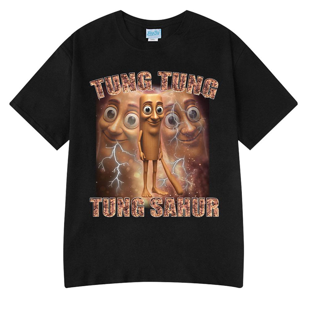 Tung Tung Tung Sahur Vtipné Meme Tričko s Baseballovou Pálkou Pánské Oblečení Módní Humor Styl Trička Unisex Letní O-výstřih Topy Tričko