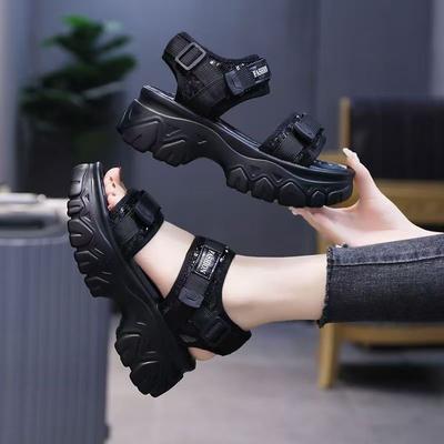 Spring Platform Dad Sandals New High-heeled Velcro Beach Leisure Sports Roman Shoes