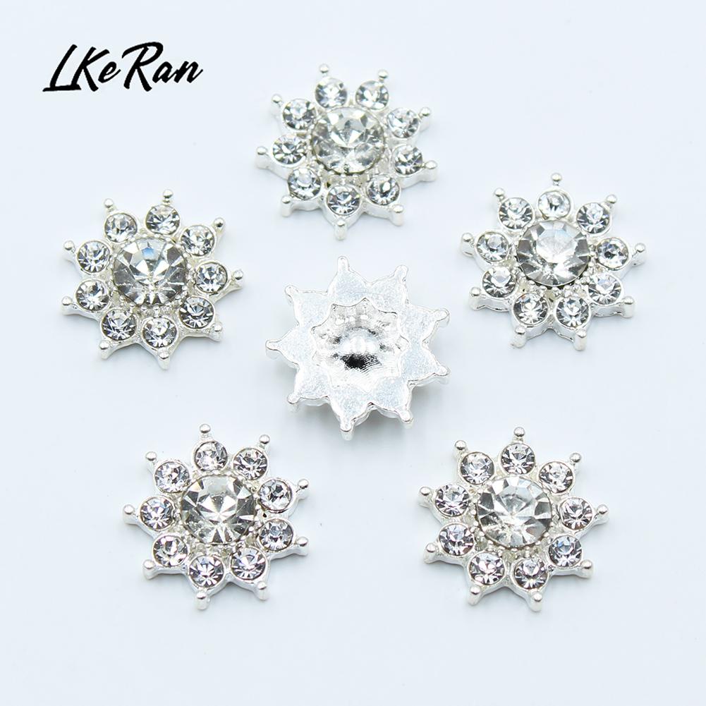 NEW 10Pcs 15mm Silver/Gold Star Alloy Rhinestone Buttons For Hair Flower Center Decoration Wedding Invitation Accessories