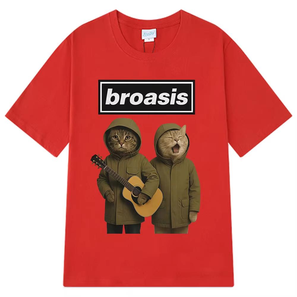 

Funny Broasis Cat Band Fashion Print Men Women Hip-hop T-shirts Short-sleeved Harajuku Casual Oversized Punk T-shirts Streetwear 4XL