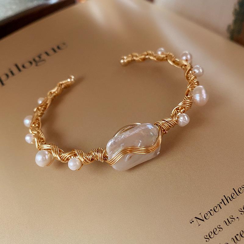 Baroque Irregular Freshwater Pearl Open Ring - Retro High-End Light Luxury Index Finger Jewelry