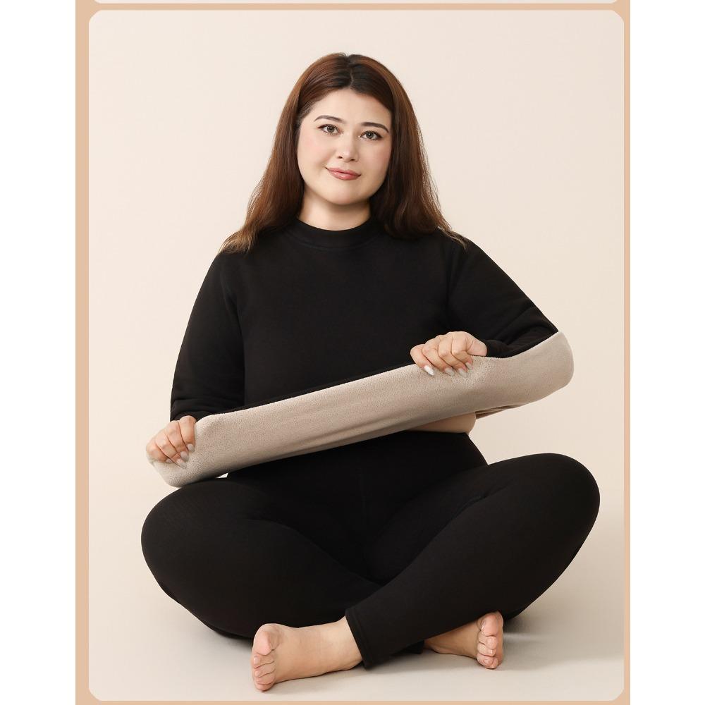 Modische Herbst Winter Rundhals Übergröße Übergröße Warme Unterwäsche Damen Plus Anzug Warm Bequem Weich Langarm Hose Unterwäsche Sets