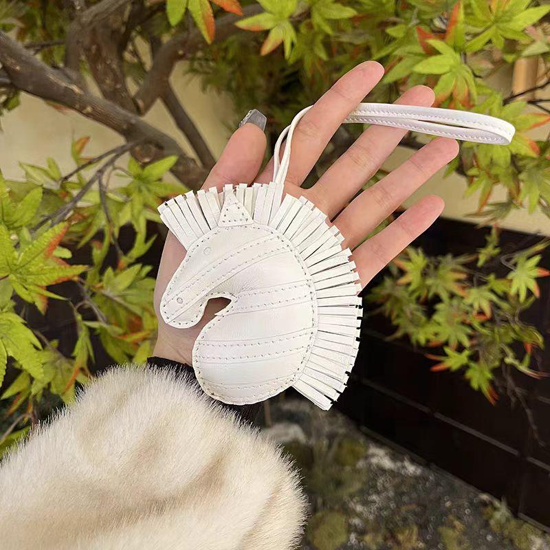 Zebra Head Bag Pendant, Premium Zebra Pendant, Sheepskin Leather Hand-sewn Pony Car Pendant, Bag Charm