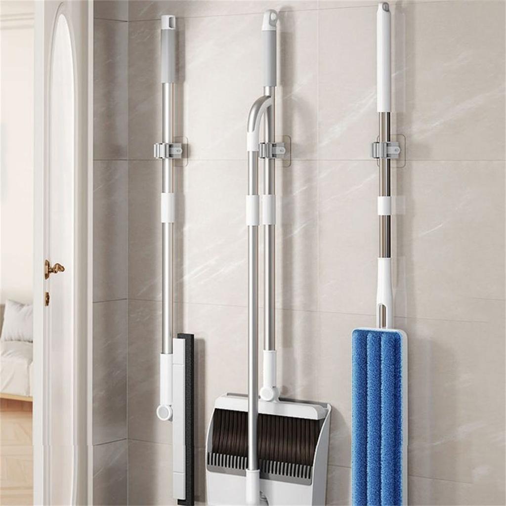 Mop Hook Punching-Free Bathroom Shelf Hanging Broom Clamp Holder Strong Seamless Wall Hanging Rack Hook for Garden