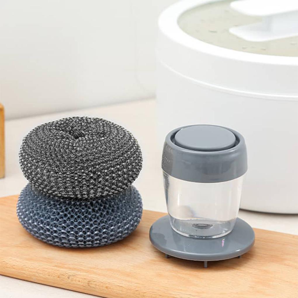 Cleaning Supplies Multifunctional Kitchen Soap Dispenser Replaceable Head Washing Liquid Storage Tank Steel Wire for Pots Pans