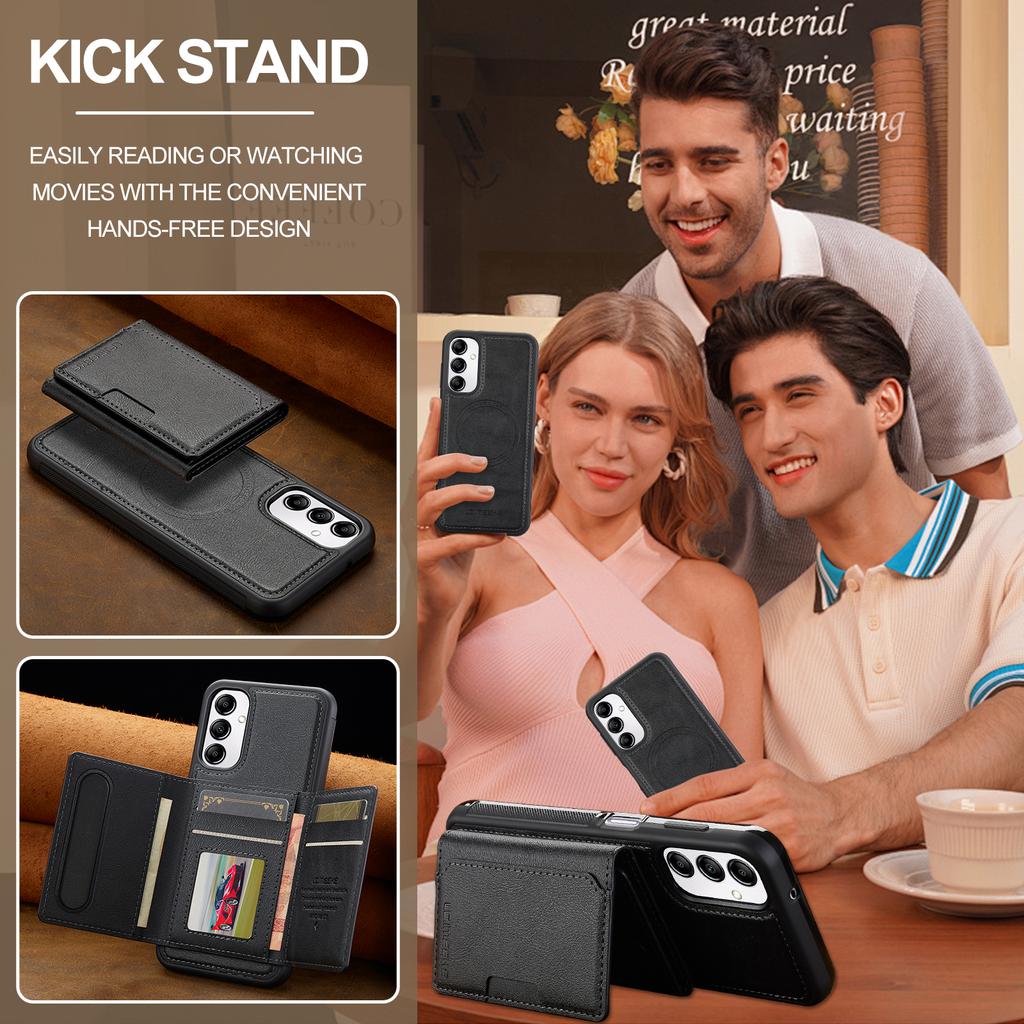 For Samsung Galaxy A54 5G Magnetisk Telefondeksel Lær Bakdeksel med Avtakbar Kortholder